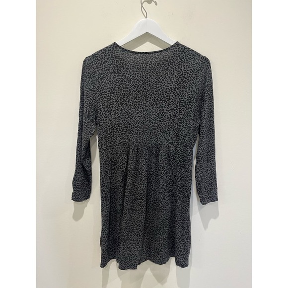 Soma Women's Medium Long Sleeve Wrap Front Dress Gray Leopard Print‎ Above Knee - Picture 3 of 6